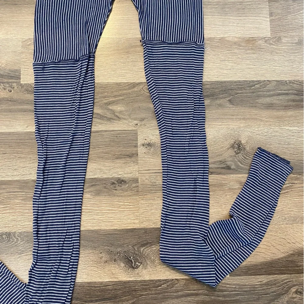 Free People Blue/White Striped Extra Long Leggings - Picture 2 of 5